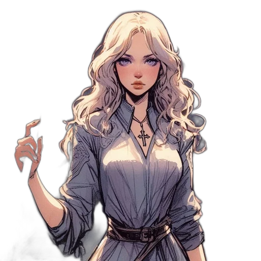 dress, staff, jewelry, fantasy art transparent PNG cut-out