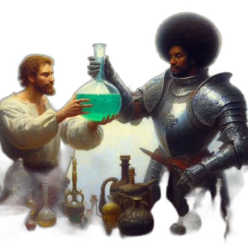 bottle, sword, robot, crown transparent PNG cut-out