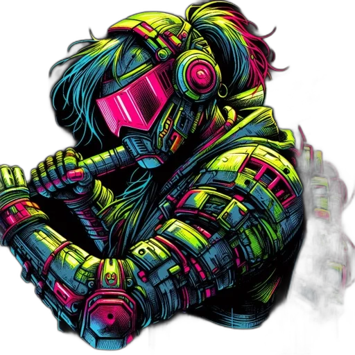 robot, mask, jacket, face transparent PNG cut-out