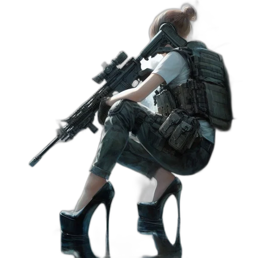 weapon, jacket, staff, robot transparent PNG cut-out