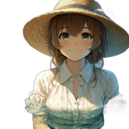 hat, dress, staff, flower transparent PNG cut-out