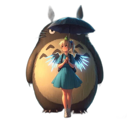 umbrella, dress, staff, creature transparent PNG cut-out