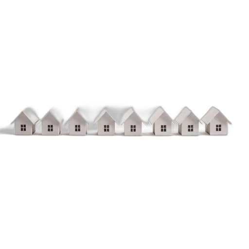building, row, nine, identical transparent PNG cut-out