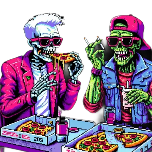 food, comic book art, concept art, vaporwave transparent PNG cut-out