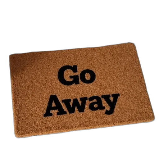jacket, brown, doormat, words transparent PNG cut-out
