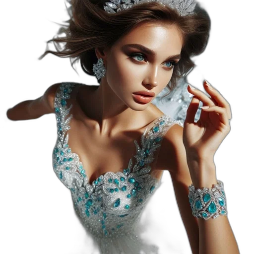 dress, jewelry, crown, photorealistic transparent PNG cut-out