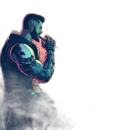 robot, jacket, concept art, cyberpunk transparent PNG cut-out