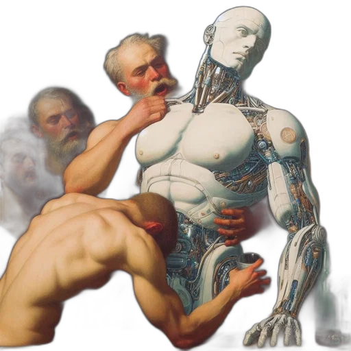 robot, concept art, vaporwave, cyberpunk transparent PNG cut-out