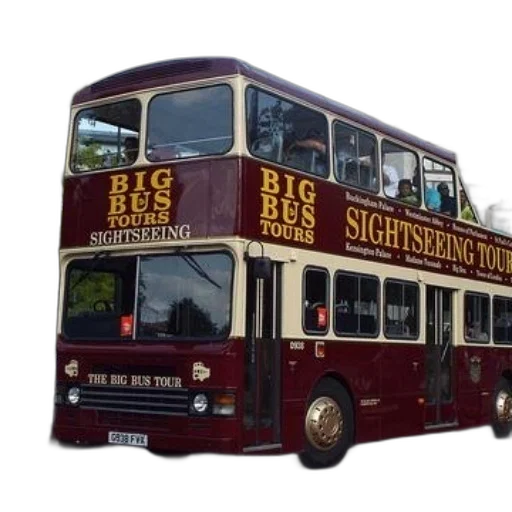 staff, red, double-decker, bus transparent PNG cut-out