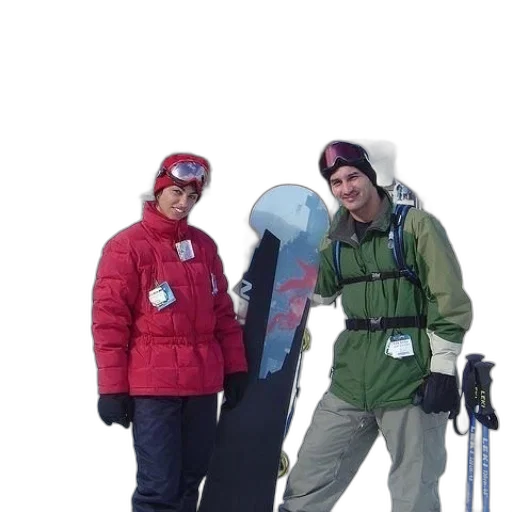 staff, jacket, hat, snow transparent PNG cut-out
