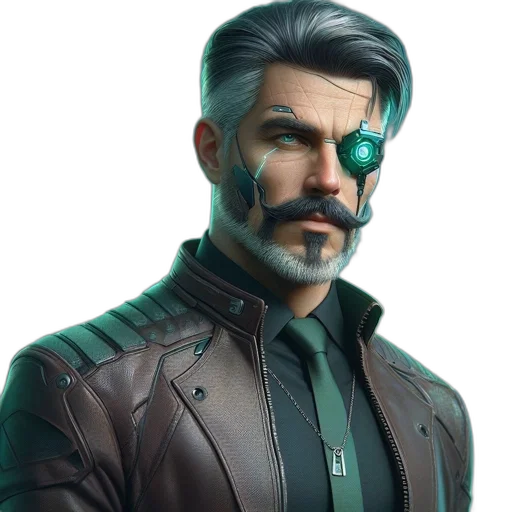 jacket, face, mask, cyberpunk transparent PNG cut-out