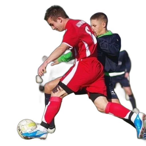 soccer, player, red, kicks transparent PNG cut-out