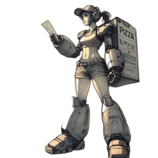 robot, weapon, concept art, cyberpunk transparent PNG cut-out