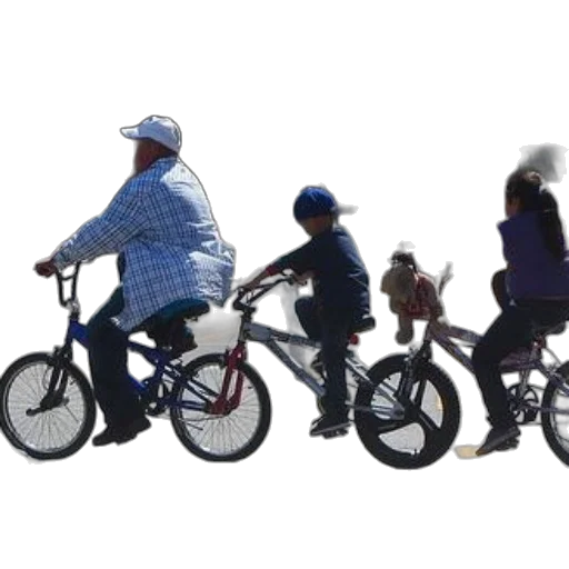 family, rides, bicycles, down transparent PNG cut-out