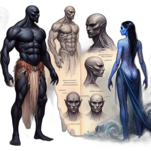 concept art, fantasy art, comic book art, underwater transparent PNG cut-out