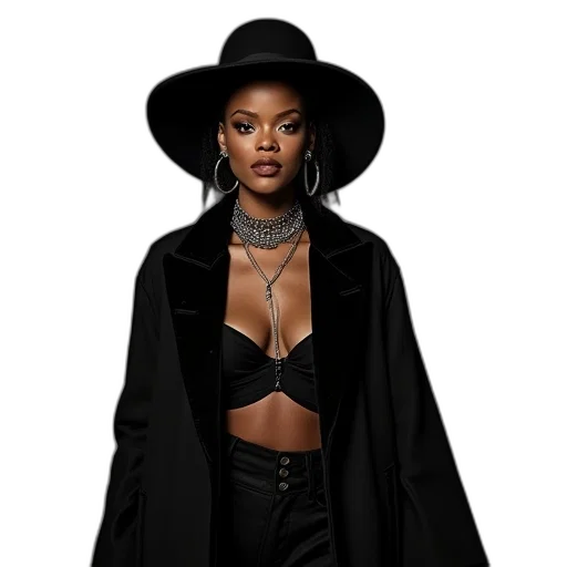 jacket, hat, jewelry, dress transparent PNG cut-out