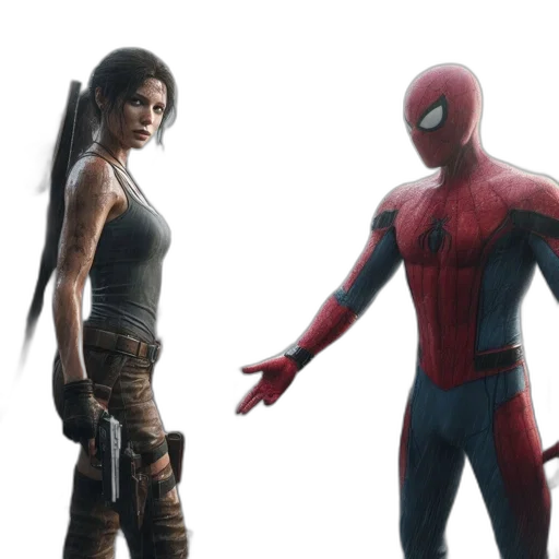 concept art, 3d render, comic book art, two transparent PNG cut-out