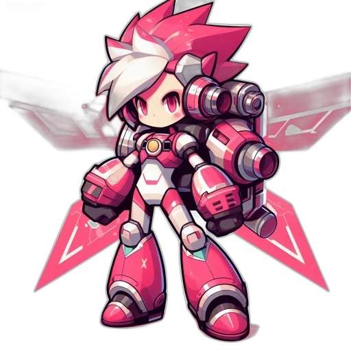 robot, weapon, staff, pixel art transparent PNG cut-out