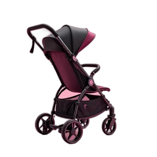 pink, stroller, black, accents transparent PNG cut-out