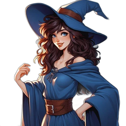 dress, staff, hat, fantasy art transparent PNG cut-out