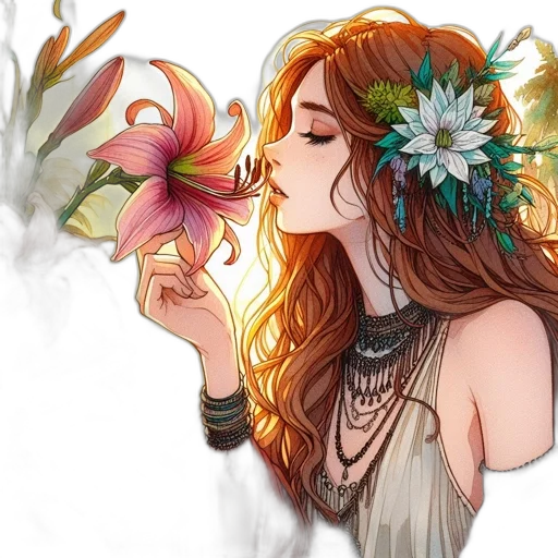 flower, fantasy art, watercolor, photorealistic transparent PNG cut-out