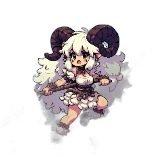 dress, creature, flower, staff transparent PNG cut-out