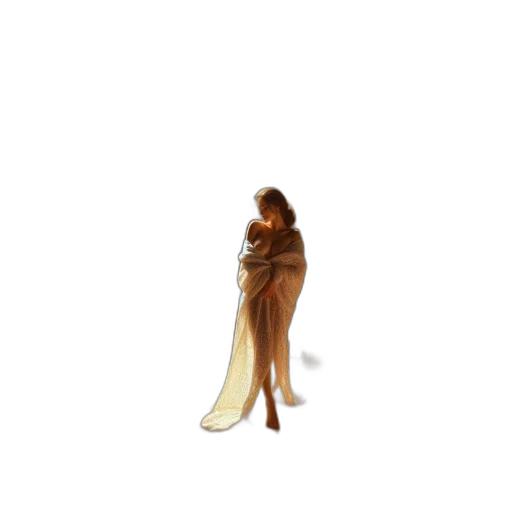 dress, hair, creature, staff transparent PNG cut-out