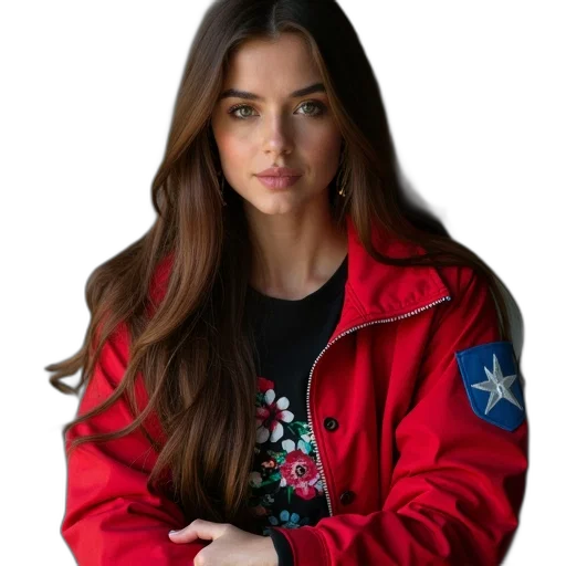 jacket, face, jewelry, staff transparent PNG cut-out