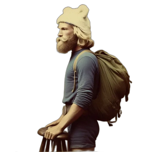 hat, jacket, staff, face transparent PNG cut-out