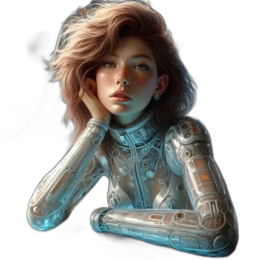 robot, face, jacket, jewelry transparent PNG cut-out