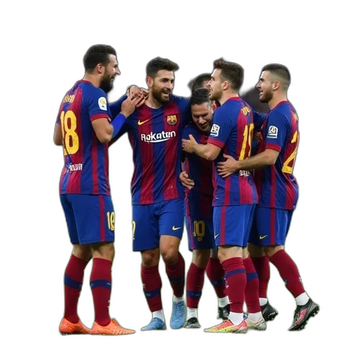 barcelona, players, celebrating, goal transparent PNG cut-out