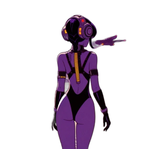 robot, dress, staff, creature transparent PNG cut-out