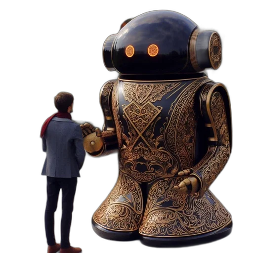 robot, 3d render, concept art, man transparent PNG cut-out