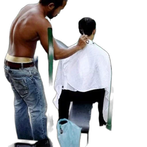 staff, hair, jacket, photorealistic transparent PNG cut-out