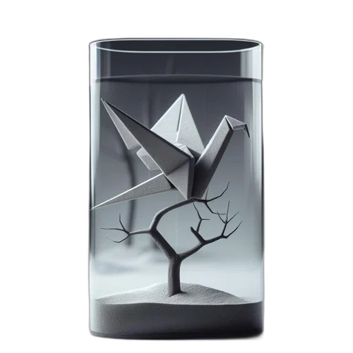 bottle, tree, 3d render, concept art transparent PNG cut-out