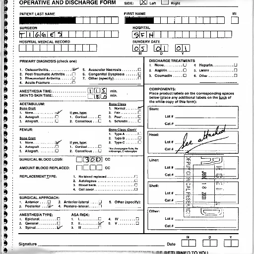 medical, form, titled, operative transparent PNG cut-out