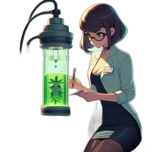 bottle, dress, staff, creature transparent PNG cut-out