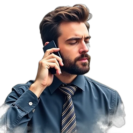 staff, jacket, face, hair transparent PNG cut-out