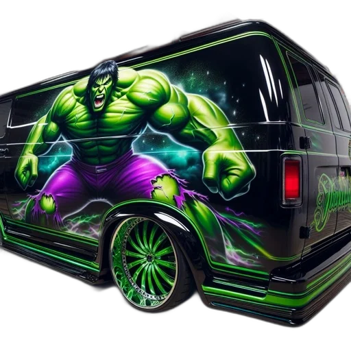 car, concept art, 3d render, cyberpunk transparent PNG cut-out