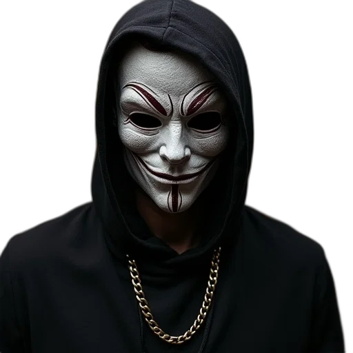 mask, face, jacket, jewelry transparent PNG cut-out