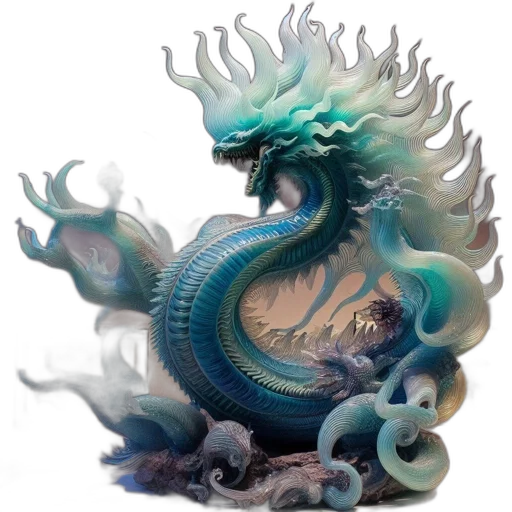 dragon, creature, staff, fantasy art transparent PNG cut-out
