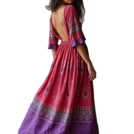 dress, colorful, boho, style transparent PNG cut-out