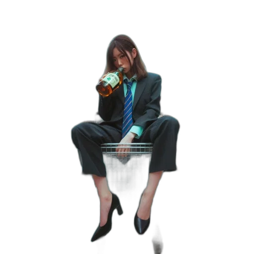jacket, staff, vaporwave, pixel art transparent PNG cut-out