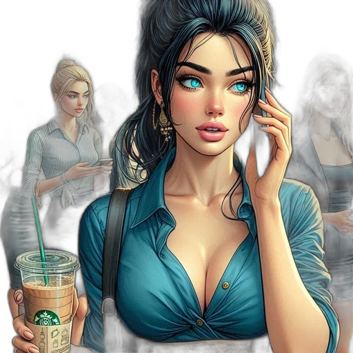 dress, staff, comic book art, fantasy art transparent PNG cut-out