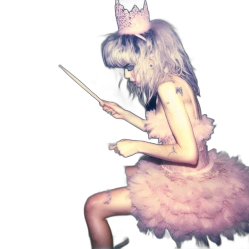 dress, crown, staff, creature transparent PNG cut-out