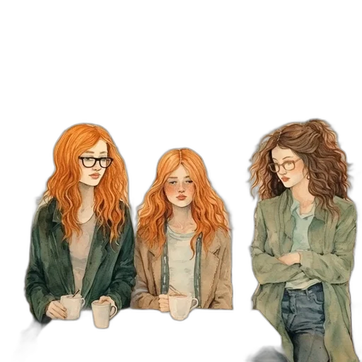 jacket, hair, watercolor, concept art transparent PNG cut-out