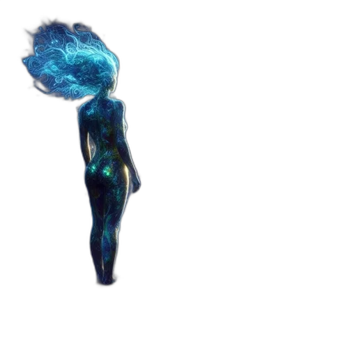 hair, staff, dress, creature transparent PNG cut-out