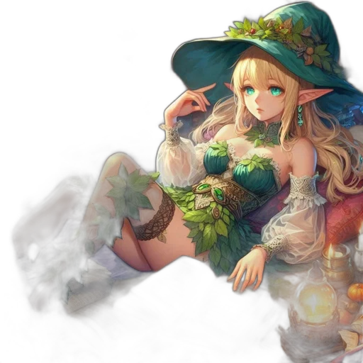 dragon, dress, hat, staff transparent PNG cut-out