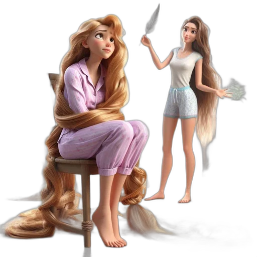 hair, concept art, fantasy art, 3d render transparent PNG cut-out