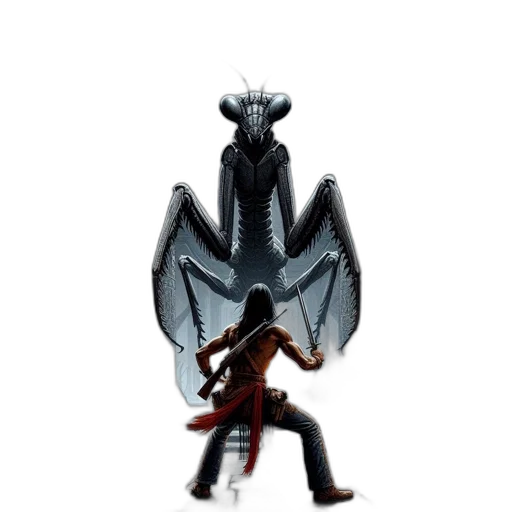 dragon, creature, sword, staff transparent PNG cut-out